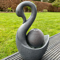 AllPondSolutions swan solar water feature with LED lights