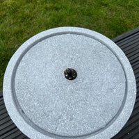 AllPondSolutions round solar water feature, light grey, with LED lights, 36x36x28cm