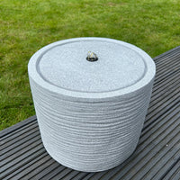 AllPondSolutions round plug-powered water feature, light grey, with LED lights, 36x36x28cm