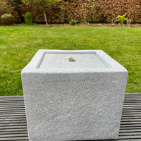 AllPondSolutions square plug-powered water feature, light grey, with LED lights, 37x37x30cm