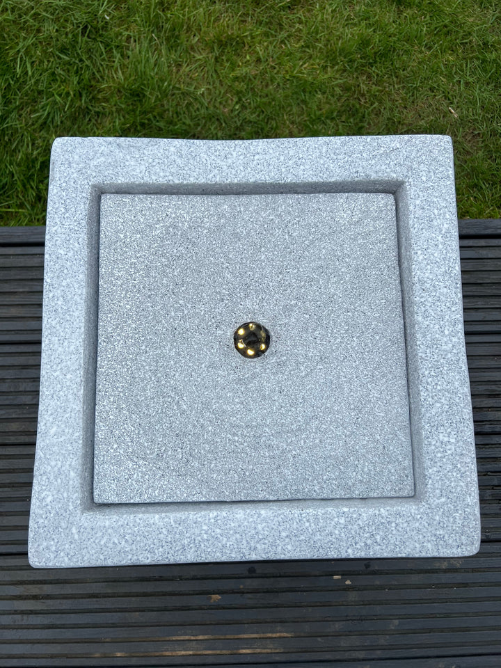 Square Water Feature with LED Lights - Solar powered  - Light Grey 37x37x30cm