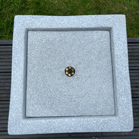 AllPondSolutions square plug-powered water feature, light grey, with LED lights, 37x37x30cm