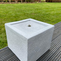 AllPondSolutions square plug-powered water feature, light grey, with LED lights, 37x37x30cm