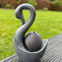 AllPondSolutions swan solar water feature with LED lights
