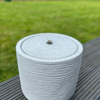 AllPondSolutions round solar water feature, light grey, with LED lights, 36x36x28cm