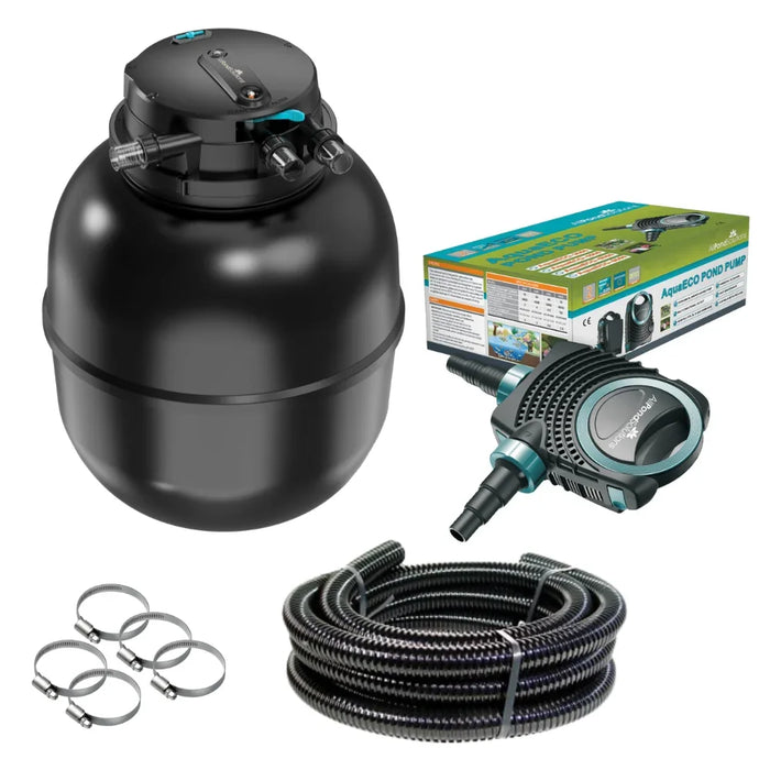 75,000L Auto Cleaning Koi Pressurised Pond Filter Kit with UV Timer, AquaECO-14000 Pump & Hose - PRO-75000-KIT