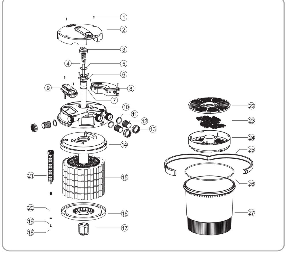 AllPondSolutions PRO pond filter exploded parts diagram