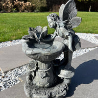 AllPondSolutions fairy and water lily solar water feature with LED lights