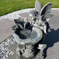 AllPondSolutions fairy and water lily solar water feature with LED lights