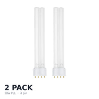 Two 18w PLL 4-pin UV replacement bulbs supplied as a twin pack for pond and aquarium UV sterilisers