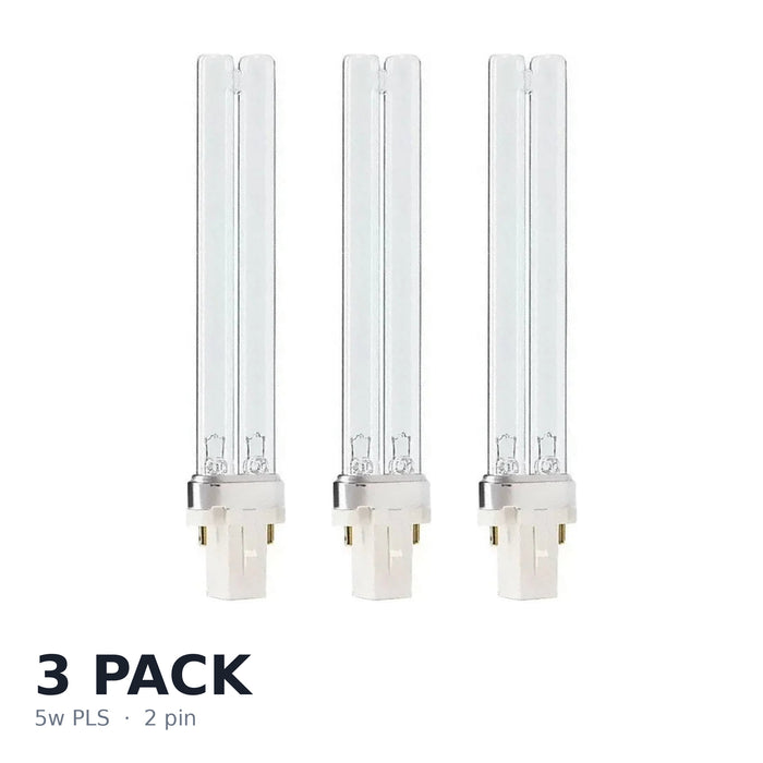 Replacement 5w PLS UV Bulb Triple Pack - 3 x 2 Pin Lamps for Pond & Aquarium Fish Tank