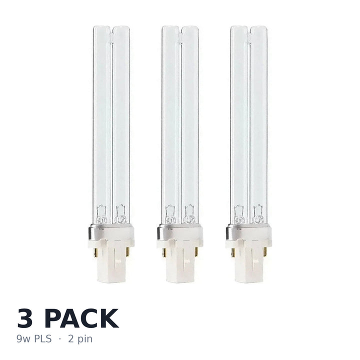 9w PLS UV Bulb Triple Pack - 3 x 2 Pin Lamps for Pond & Aquarium