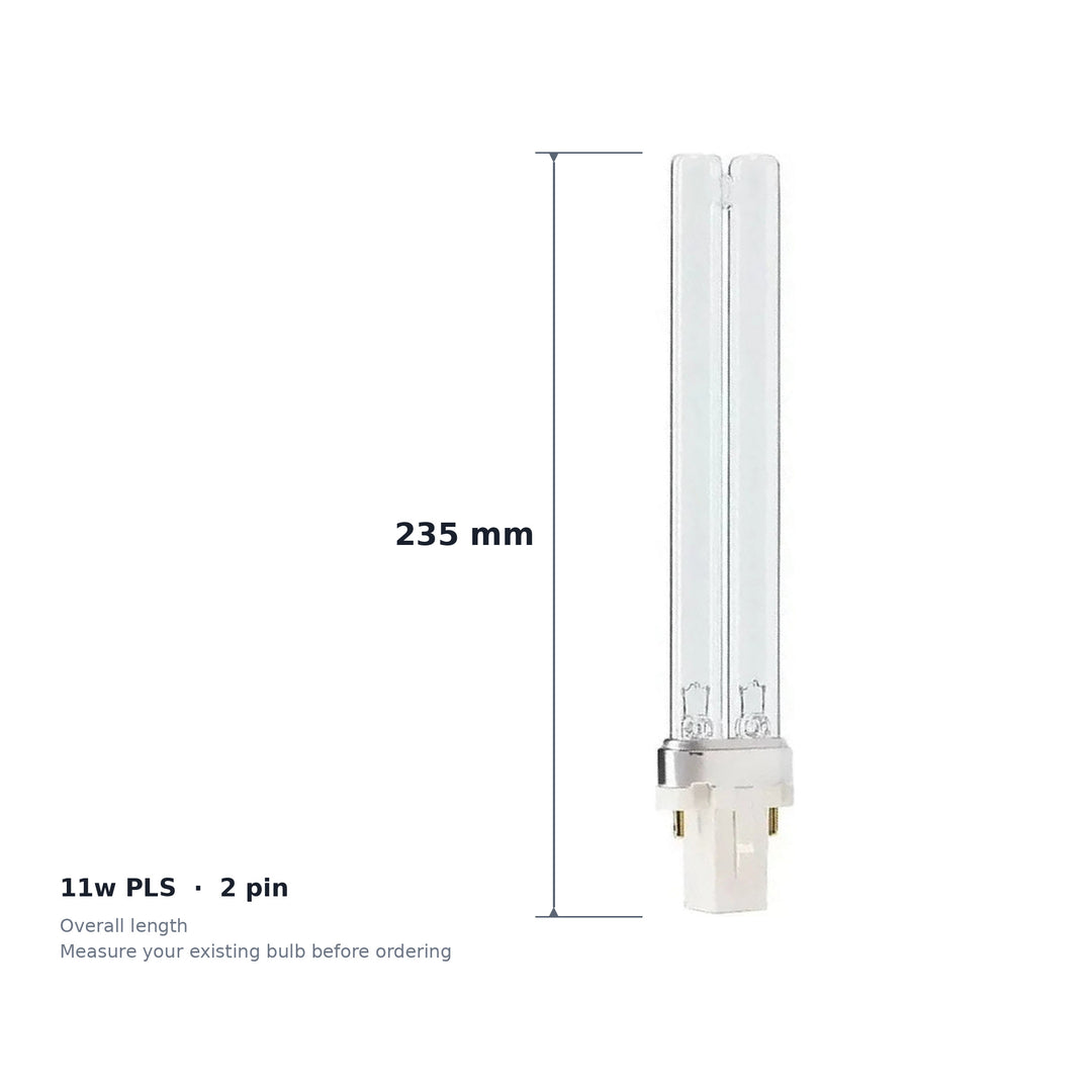 11w PLS UV Bulb Twin Pack - 2 x 2 Pin Lamps for Pond & Aquarium