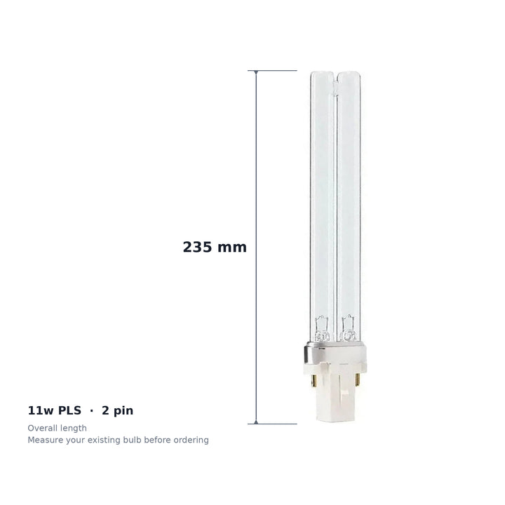 11w PLS UV Bulb Twin Pack - 2 x 2 Pin Lamps for Pond & Aquarium