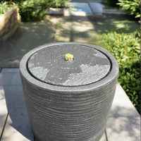 AllPondSolutions round solar water feature, dark grey, with LED lights, 36x36x28cm