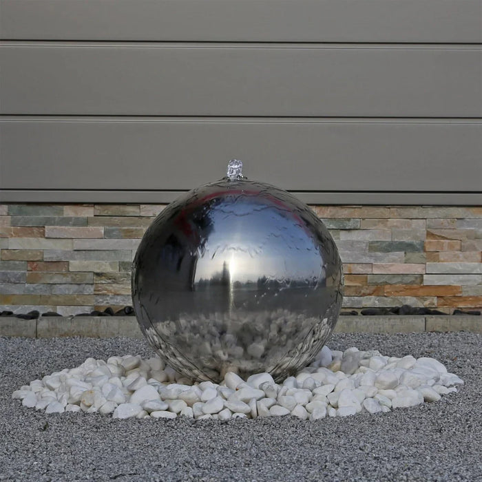 35cm Stainless Steel Sphere Garden Water Feature with LED Light