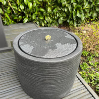 AllPondSolutions round plug-powered water feature, dark grey, with LED lights, 36x36x28cm