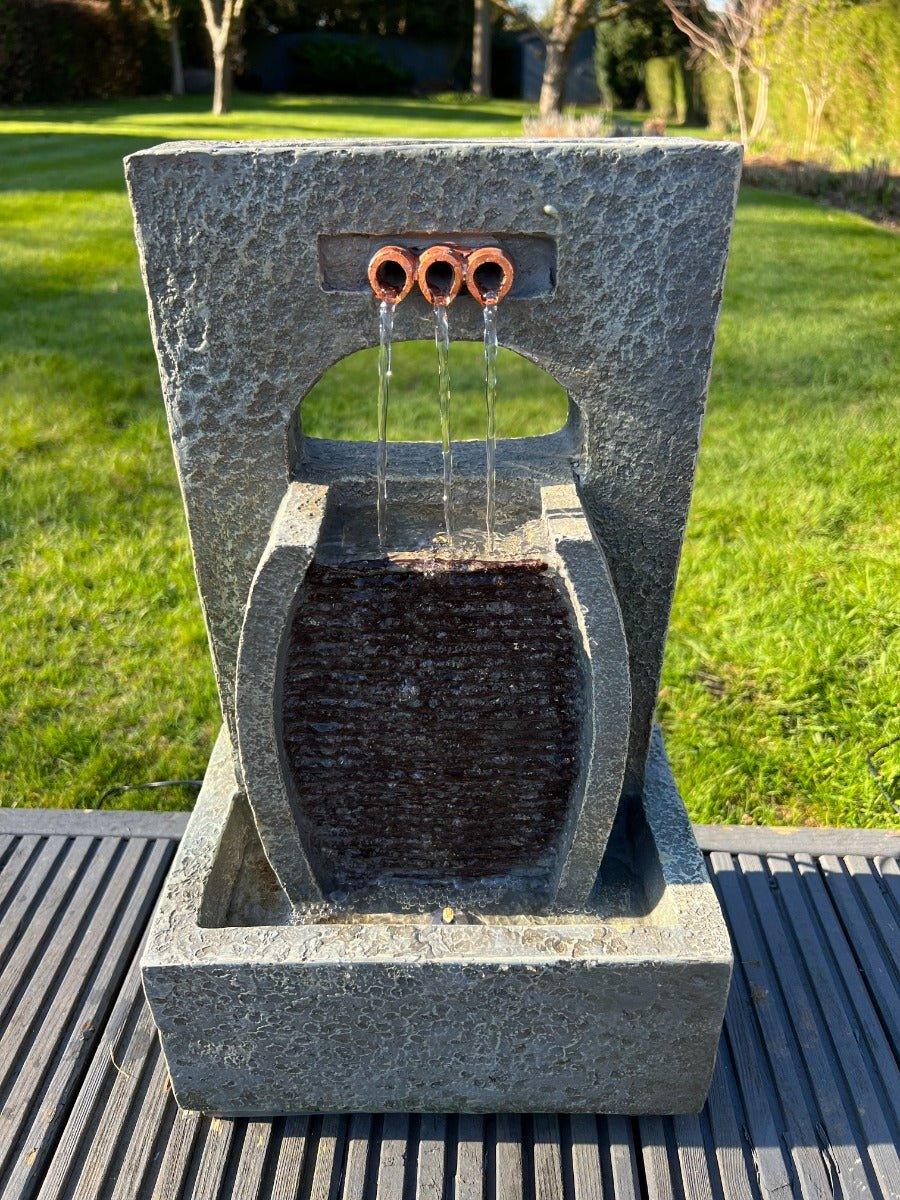 3 Outlets Tier Water Feature with LED Lights - Solar Powered 27x18x45cm - AllPondSolutions