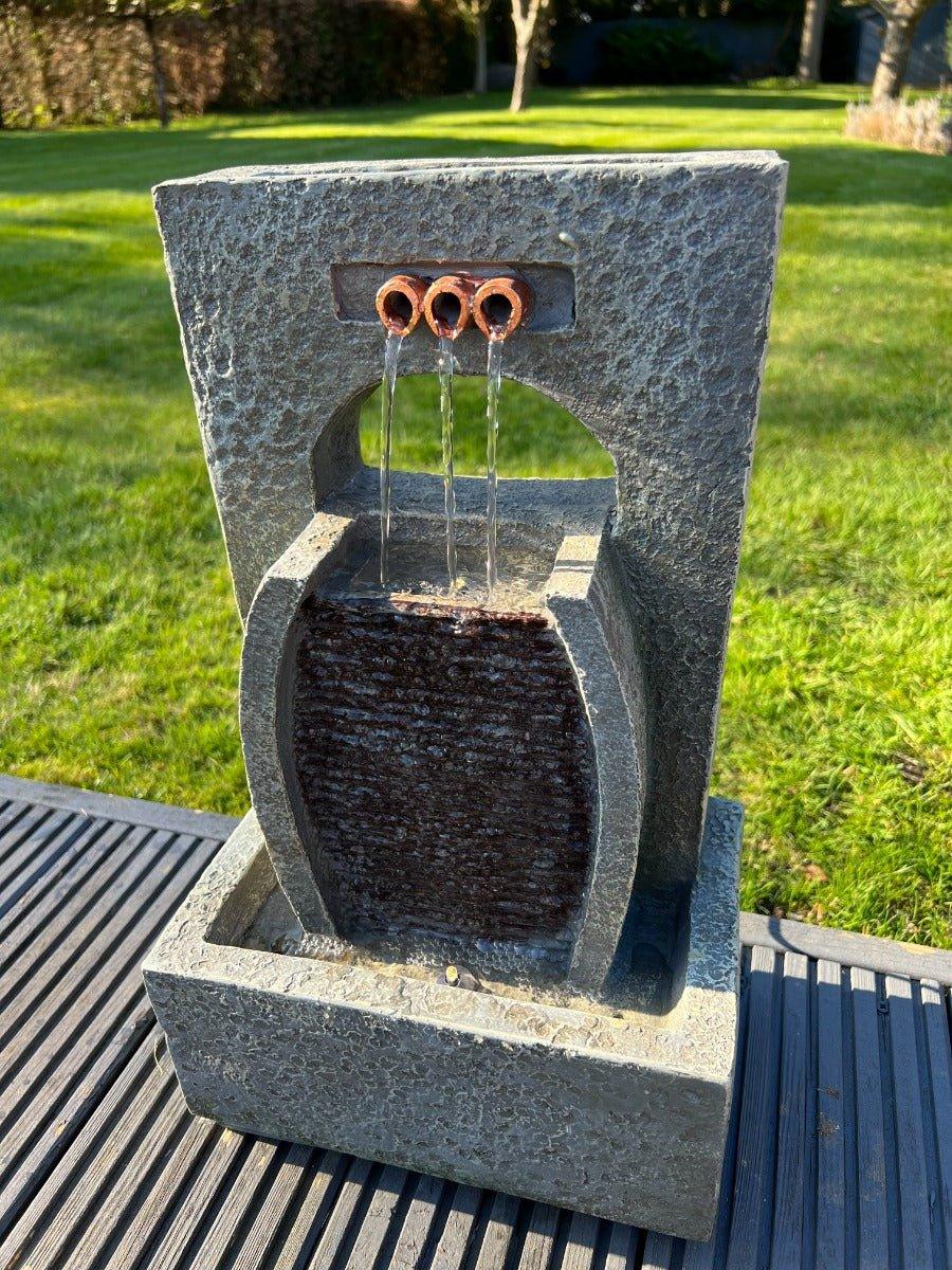 3 Outlets Tier Water Feature with LED Lights - Solar Powered 27x18x45cm - AllPondSolutions