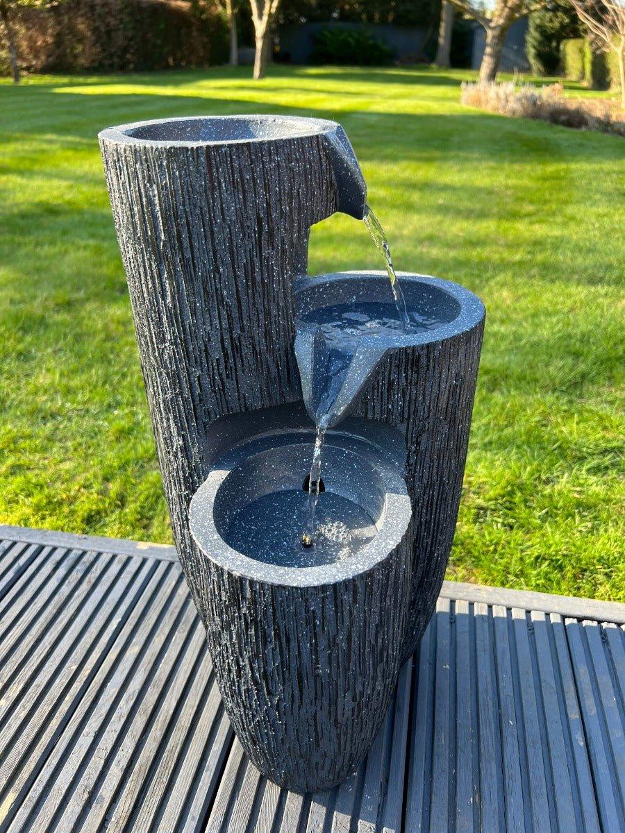 3 Vase Bowl Water Feature - Solar Powered 26x27x47.5cm - AllPondSolutions