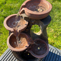 5 Bowl Tier Water Feature with LED Lights - Solar Powered 23.5x21x42cm - AllPondSolutions
