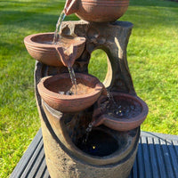 5 Bowl Tier Water Feature with LED Lights - Solar Powered 23.5x21x42cm - AllPondSolutions
