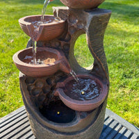 5 Bowl Tier Water Feature with LED Lights - Solar Powered 23.5x21x42cm - AllPondSolutions