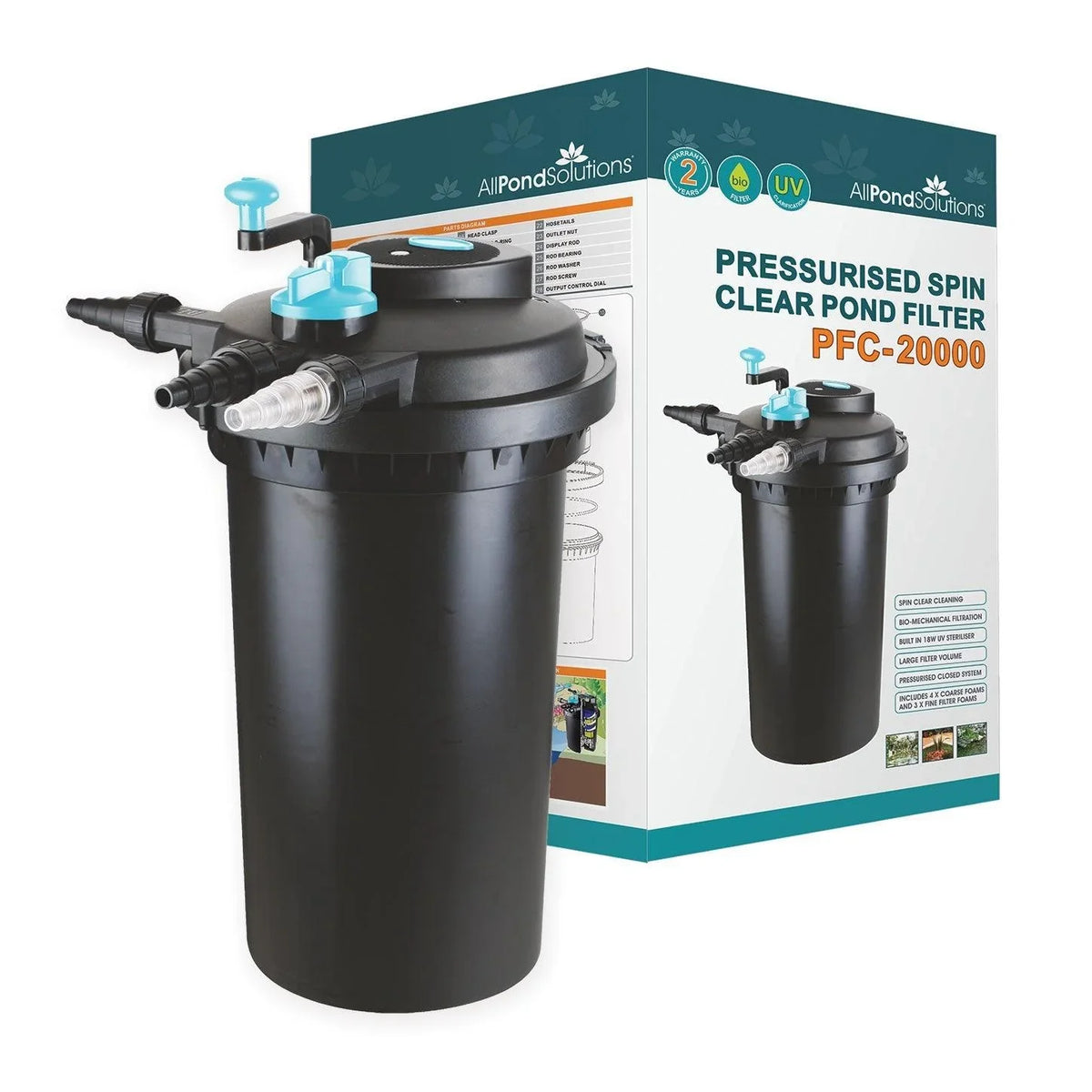 AllPondSolutions PFC-20000 pressurised pond filter with 18W UV steriliser