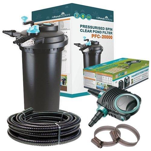 20,000L Pressurised Pond Filter Kit with 18W UV, AquaECO-8000 Pump & Hose - PFC-20000-ECOKIT