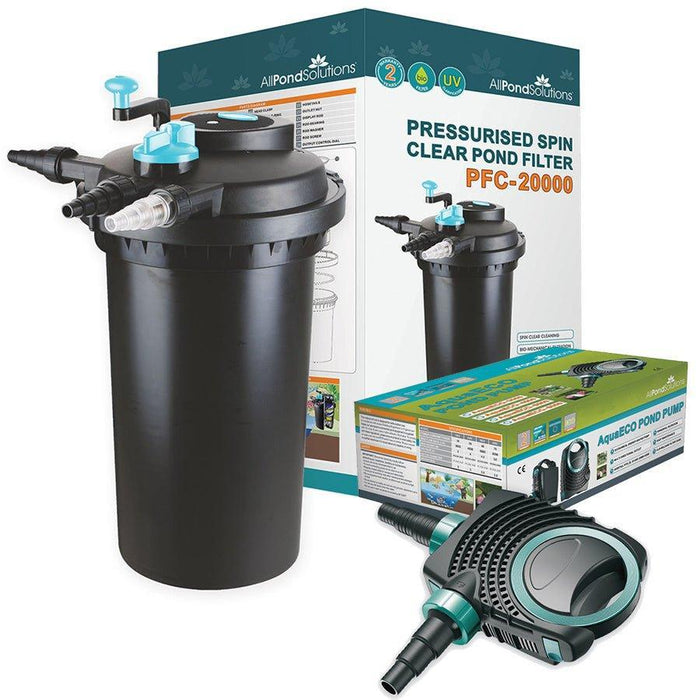 20,000L Pressurised Pond Filter Kit with 18W UV, AquaECO-10000 Pump & Hose - PFC-20000-KIT