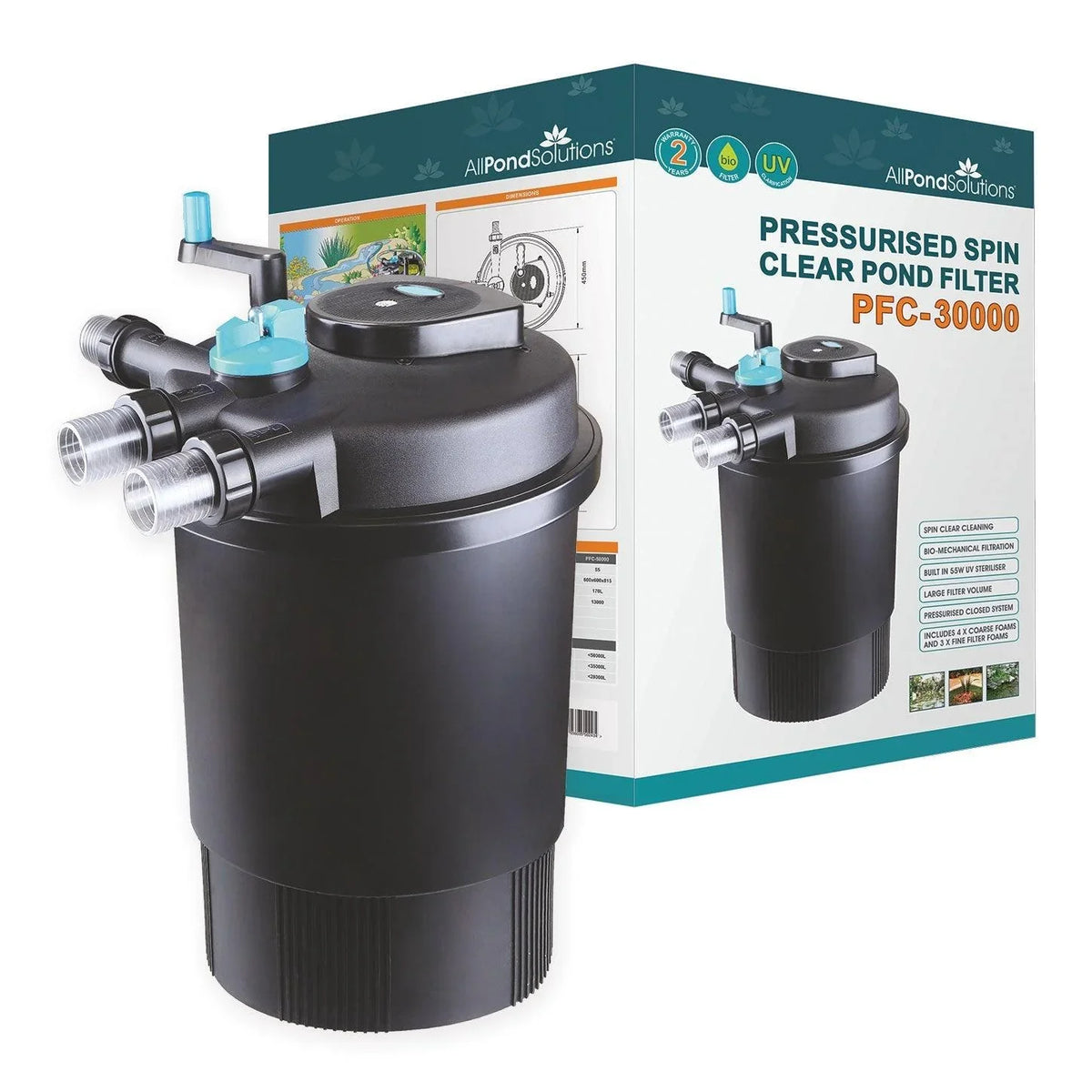 AllPondSolutions PFC-30000 pressurised pond filter with 55W UV steriliser