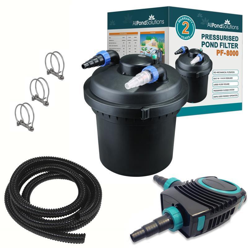 AllPondSolutions PF-8000 pressurised pond filter kit with 11W UV and pump
