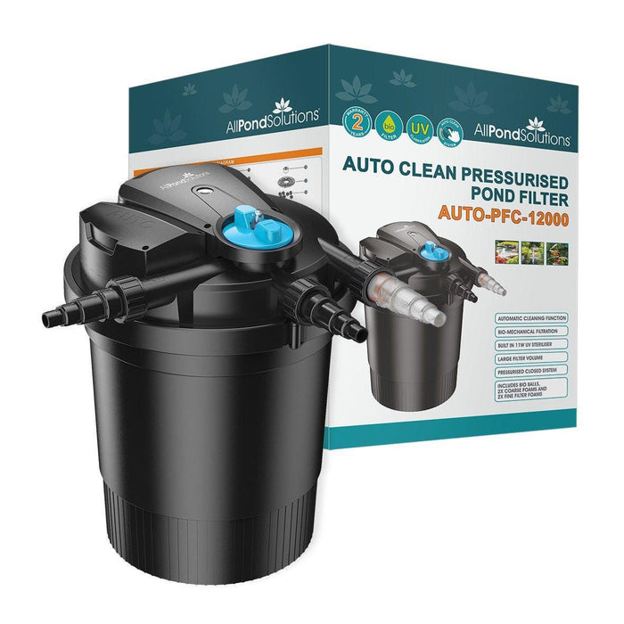 12,000L Auto Cleaning Pressurised Pond Filter with 11W UV - AUTO-PFC-12000