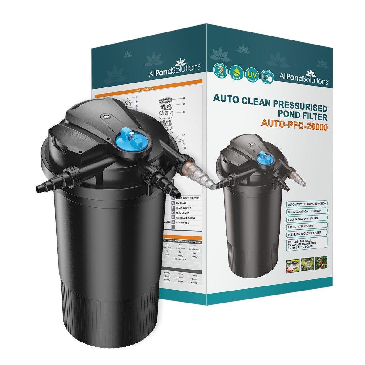 AllPondSolutions AUTO-PFC-20000 self-cleaning pressurised pond filter with 18W UV steriliser