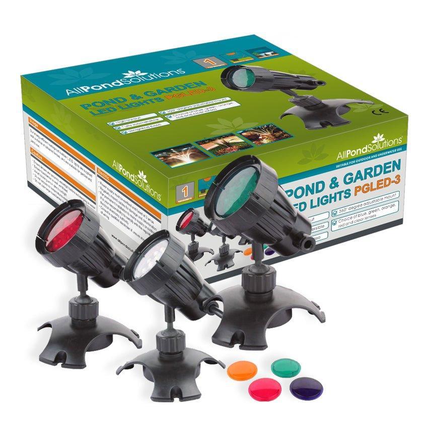 AllPondSolutions PGLED-3 submersible pond and garden LED light set of three