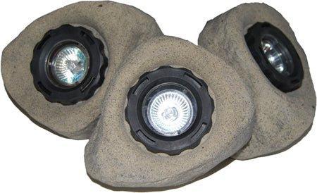 AllPondSolutions underwater pond rock light set of three with colour lenses