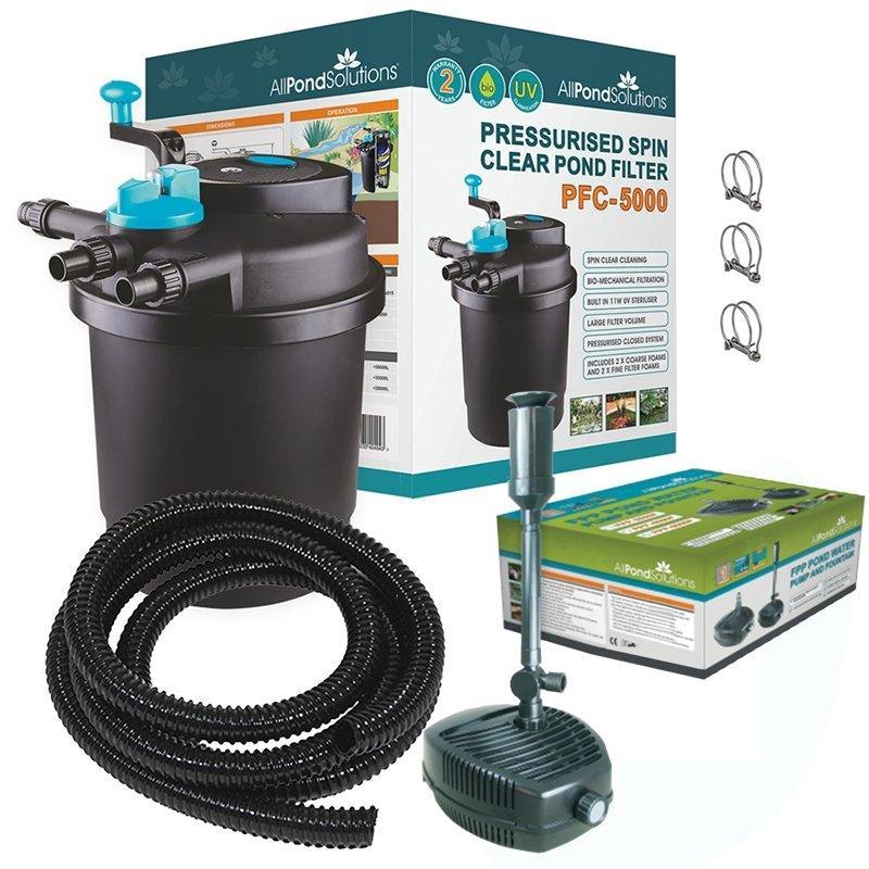 AllPondSolutions PFC-5000 pressurised pond filter kit with 11W UV and FPP-3500 fountain pump
