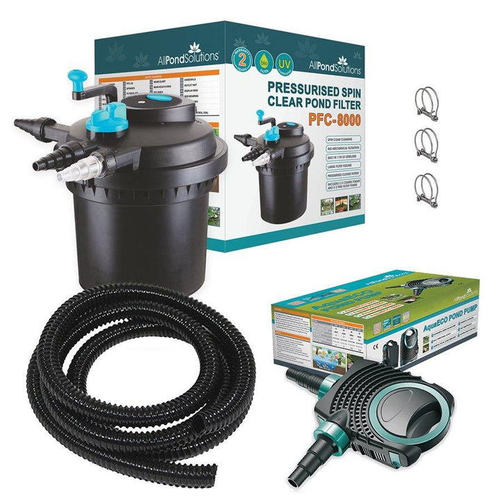 AllPondSolutions Pressurised Pond Filter PFC-8000/ ECO 6000 Pump Complete Kit - AllPondSolutions