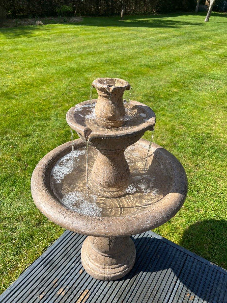 Antique Stone Effect Classic 3 Tier Water Fountain Water with LED light. - AllPondSolutions