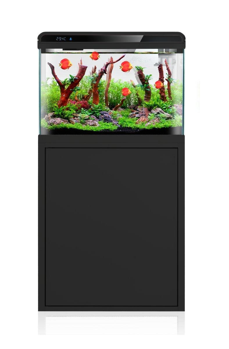 Aquarium Fish Tank & Cabinet Kit - LED - Black 70L - 57cm - AllPondSolutions