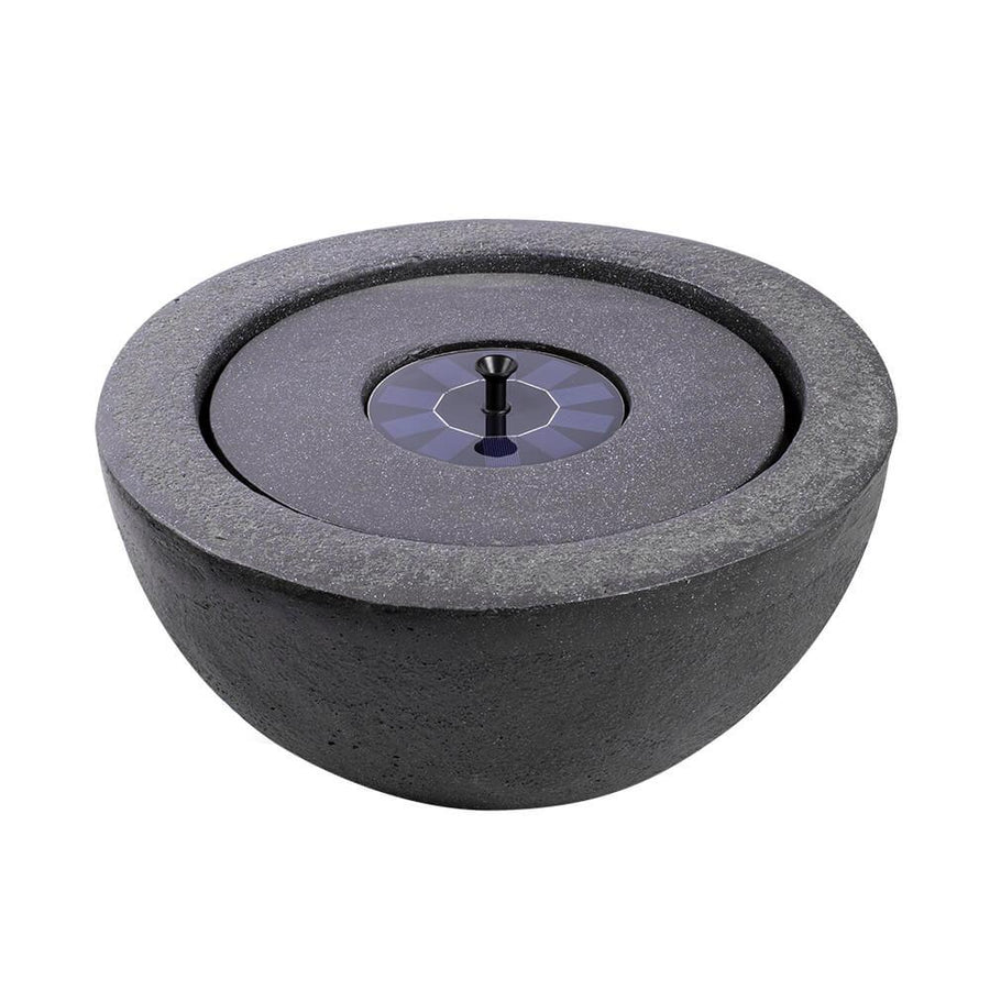 Bowl Stone Solar Water Feature - Dark Grey - AllPondSolutions