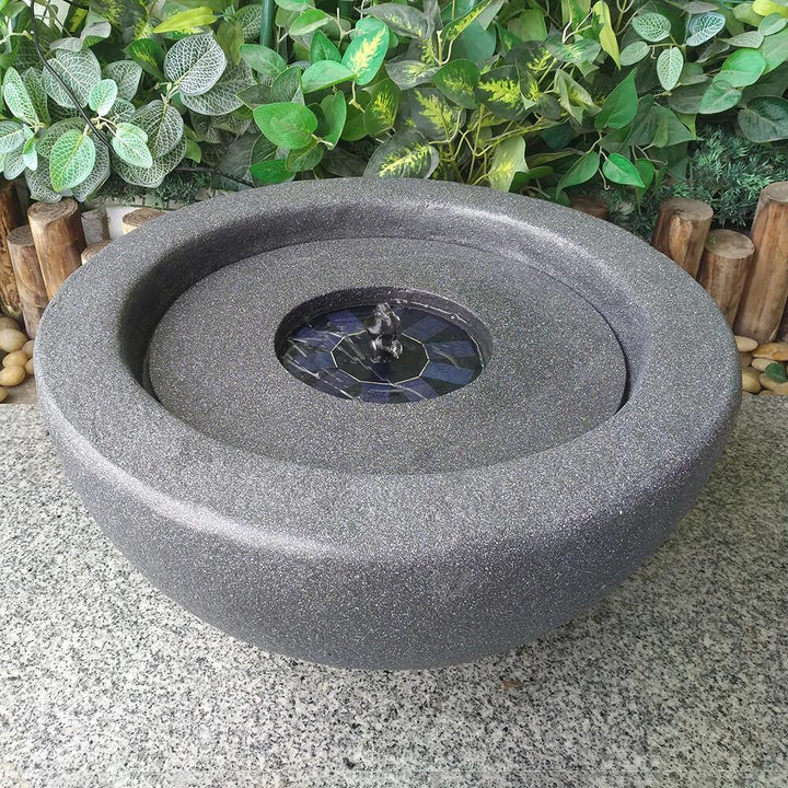 Bowl Stone Solar Water Feature - Dark Grey - AllPondSolutions