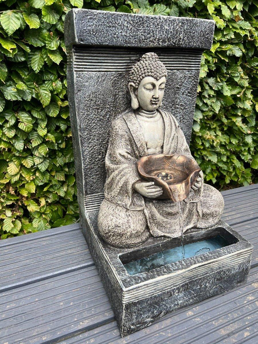 Buddha Water Feature with LED Light - Solar Panel 30x 32x51.5cm - AllPondSolutions