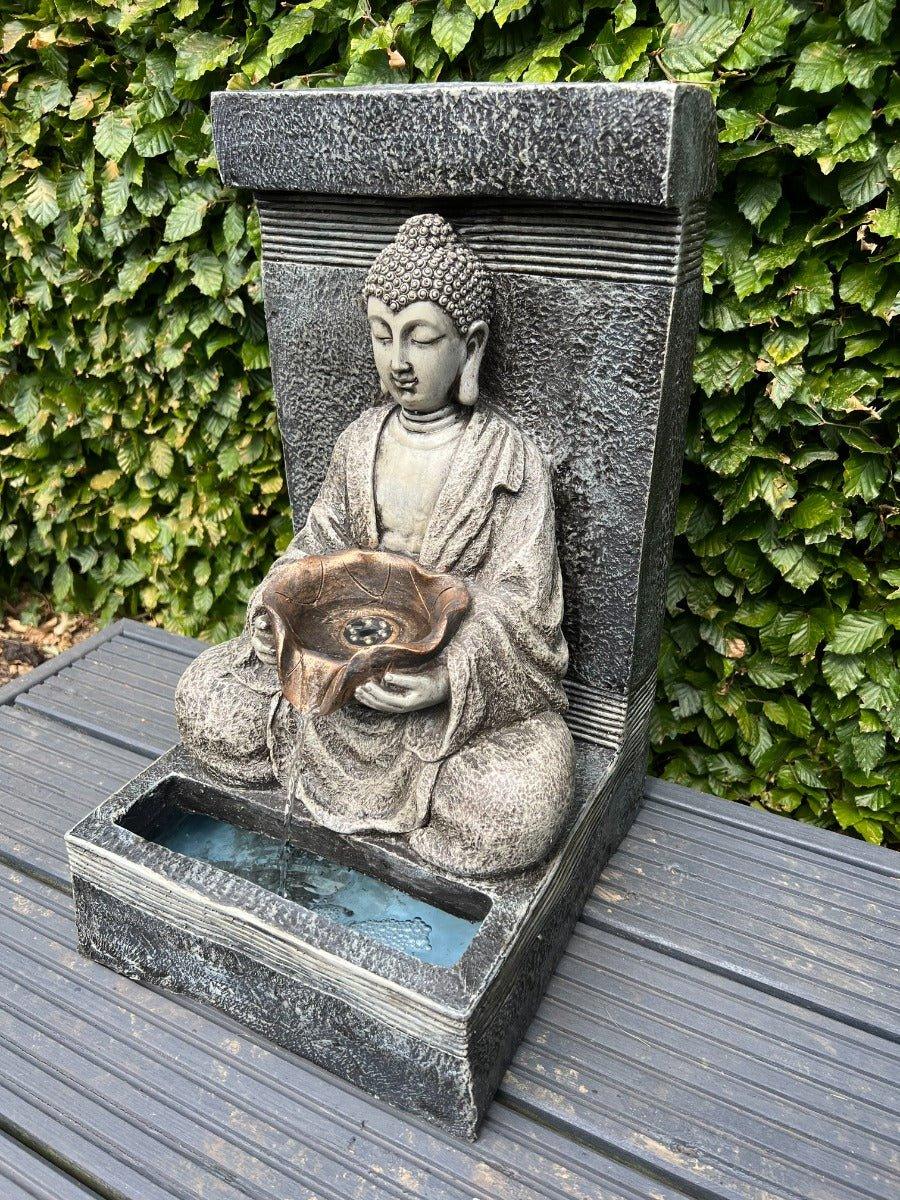 Buddha Water Feature with LED Light - Solar Panel 30x 32x51.5cm - AllPondSolutions