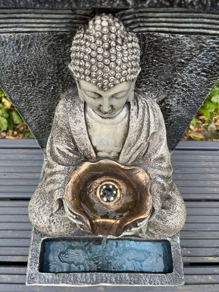 Buddha Water Feature with LED Light - Solar Panel 30x 32x51.5cm - AllPondSolutions