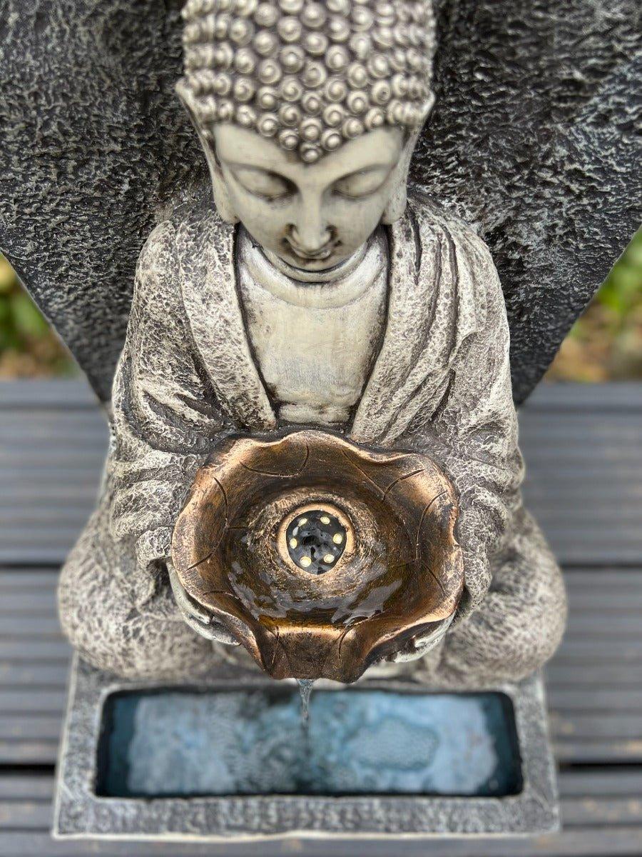 Buddha Water Feature with LED Light - Solar Panel 30x 32x51.5cm - AllPondSolutions