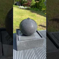 AllPondSolutions globe on plate box solar water feature with LED lights