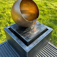AllPondSolutions golden globe box solar water feature with LED light
