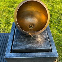 AllPondSolutions golden globe box solar water feature with LED light