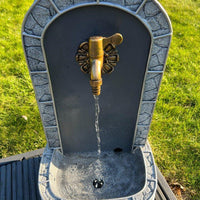 AllPondSolutions marble look drinking tap solar water feature with LED lights